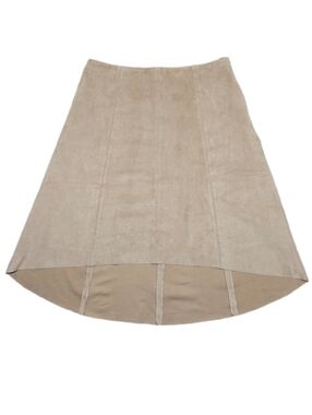 H by Halston Faux Suede High-Low Midi Skirt Tan Beige Size 12